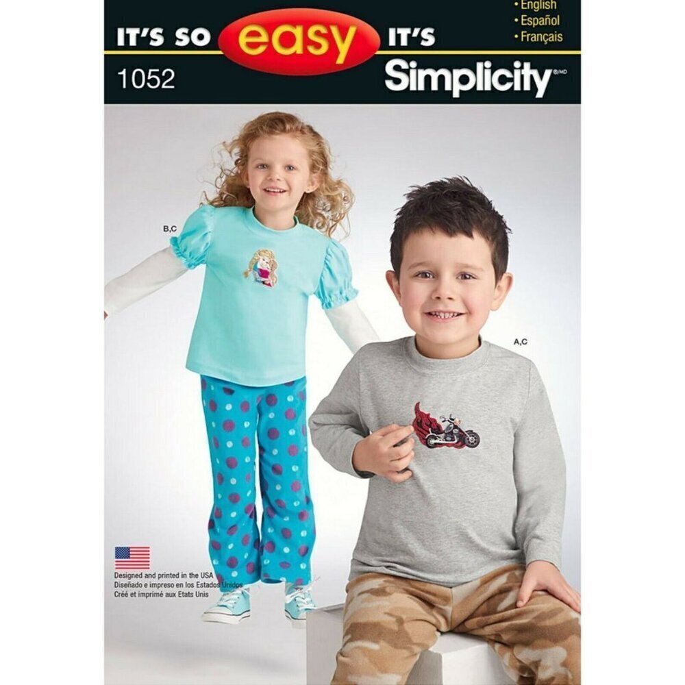 Simplicity Its Sew Easy 1052 Boys Girls Pants Knit Tops‎ Size 4-8 UNCUT
